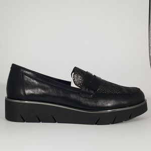 The Flexx Black Leather and Snake Slip On Loafer